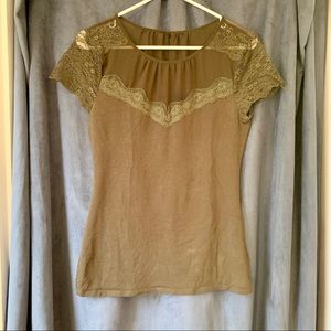 Express Green Lace Top Shirt